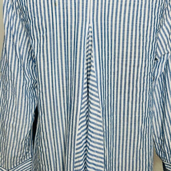 Habitat Clothes To Live In Button Up Blouse Crinkle Blue White Striped Size XS - Picture 11 of 12